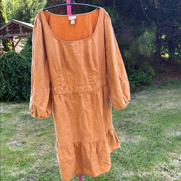 Ava & Viv Orange Tiered Ruffled Sundress with Bishop Sleeves 1X - Picture 1 of 6